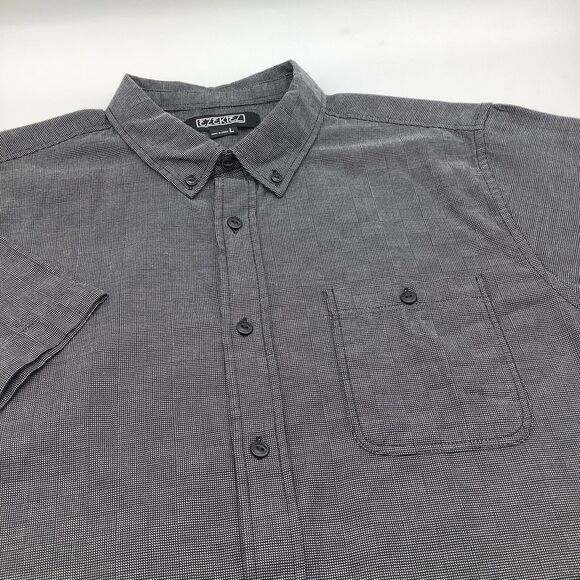 Ezekiel Mens Short Sleeve‎ Button Up Shirt Black Size Large NWT - Picture 1 of 8